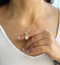Load image into Gallery viewer, Round Cut Moissanite Necklace Pendant Set In 14K Solid Yellow Gold Halo Style Wedding Bridal Gift anniversary Gift 1.75ctw Pendant And Chain