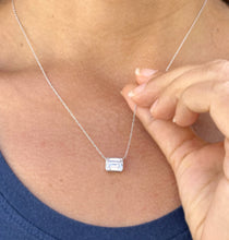 Load image into Gallery viewer, IGI Certified 14k Solid White Gold Emerald Diamond Bezel Set Solitaire Necklace and Chain, Pendant, Bridal, Wedding, Anniversary, 2.00ct