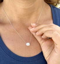 Load image into Gallery viewer, Women's 14k Solid White Gold Emerald Moissanite Bezel Solitaire Necklace And Chain, Pendant, Bridal, Wedding, Anniversary, 2.00ct