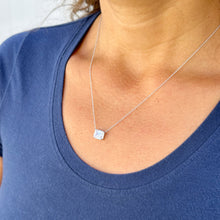 Load image into Gallery viewer, IGI Certified 14k Solid White Gold Emerald Diamond Bezel Set Solitaire Necklace and Chain, Pendant, Bridal, Wedding, Anniversary, 2.00ct