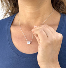 Load image into Gallery viewer, Women's 14k Solid White Gold Emerald Moissanite Bezel Solitaire Necklace And Chain, Pendant, Bridal, Wedding, Anniversary, 2.00ct