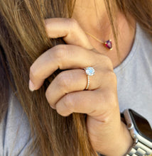 Load image into Gallery viewer, Round Cut Moissanite And Round Cut Natural Diamonds Sides Set In 14K Solid Rose Gold Engagement Ring Hidden Halo Style Bridal Ring 2.35ctw