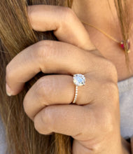 Load image into Gallery viewer, Round Cut Moissanite And Round Cut Natural Diamonds Sides Set In 14K Solid Rose Gold Engagement Ring Hidden Halo Style Bridal Ring 2.35ctw