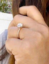 Load image into Gallery viewer, Round Cut Moissanite And Round Cut Natural Diamonds Sides Set In 14K Solid Rose Gold Engagement Ring Hidden Halo Style Bridal Ring 2.35ctw