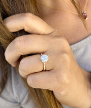 Load image into Gallery viewer, Round Cut Moissanite And Round Cut Natural Diamonds Sides Set In 14K Solid Rose Gold Engagement Ring Hidden Halo Style Bridal Ring 2.35ctw