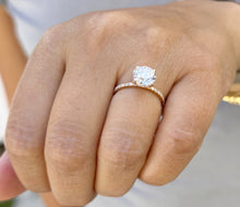 Load image into Gallery viewer, Round Cut Moissanite And Round Cut Natural Diamonds Sides Set In 14K Solid Rose Gold Engagement Ring Hidden Halo Style Bridal Ring 2.35ctw