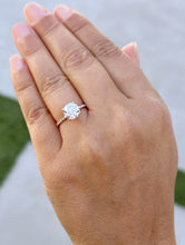 Load image into Gallery viewer, Round Cut Moissanite And Round Cut Natural Diamonds Sides Set In 14K Solid Rose Gold Engagement Ring Hidden Halo Style Bridal Ring 2.35ctw