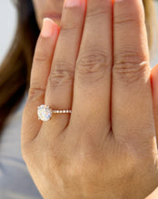 Load image into Gallery viewer, Round Cut Moissanite And Round Cut Natural Diamonds Sides Set In 14K Solid Rose Gold Engagement Ring Hidden Halo Style Bridal Ring 2.35ctw