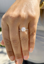 Load image into Gallery viewer, Round Cut Moissanite And Round Cut Natural Diamonds Sides Set In 14K Solid Rose Gold Engagement Ring Hidden Halo Style Bridal Ring 2.35ctw