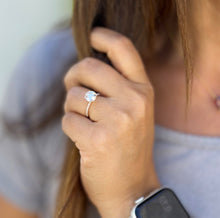 Load image into Gallery viewer, GIA Certified Natural Round Cut Diamonds Sides Engagement Ring 14K Solid Rose Gold Four Prong set Bridal Ring Hidden Halo Wedding Ring 1.85ctw