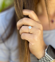 Load image into Gallery viewer, GIA Certified Natural Round Cut Diamonds Sides Engagement Ring 14K Solid Rose Gold Four Prong set Bridal Ring Hidden Halo Wedding Ring 1.85ctw