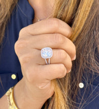 Load image into Gallery viewer, Cushion And Round Cut Diamond Engagement Ring IGI Certified 14k Solid White Gold Halo Wedding ring Split shank Bridal Ring 4.70ct G-VS2