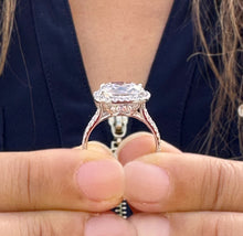 Load image into Gallery viewer, Cushion And Round Cut Diamond Engagement Ring IGI Certified 14k Solid White Gold Halo Wedding ring Split shank Bridal Ring 4.70ct G-VS2