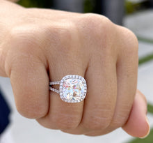 Load image into Gallery viewer, Cushion And Round Cut Diamond Engagement Ring IGI Certified 14k Solid White Gold Halo Wedding ring Split shank Bridal Ring 4.70ct G-VS2