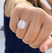 Load image into Gallery viewer, Cushion And Round Cut Diamond Engagement Ring IGI Certified 14k Solid White Gold Halo Wedding ring Split shank Bridal Ring 4.70ct G-VS2
