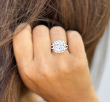 Load image into Gallery viewer, Cushion And Round Cut Diamond Engagement Ring IGI Certified 14k Solid White Gold Halo Wedding ring Split shank Bridal Ring 4.70ct G-VS2