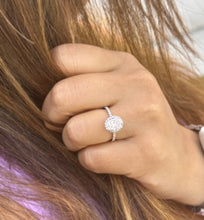 Load image into Gallery viewer, Oval Cut And Round Cut Sides IGI Certified 14k Solid White Gold Diamond Engagement Ring Halo Style Wedding Ring Women's Bridal Ring 2.50ctw