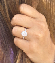 Load image into Gallery viewer, Oval Cut And Round Cut Sides IGI Certified 14k Solid White Gold Diamond Engagement Ring Halo Style Wedding Ring Women's Bridal Ring 2.50ctw