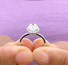 Load image into Gallery viewer, Oval Cut And Round Cut Sides IGI Certified 14k Solid White Gold Diamond Engagement Ring Halo Style Wedding Ring Women's Bridal Ring 2.50ctw