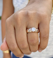 Load image into Gallery viewer, Round Cut Diamonds Semi Bezel Style Engagement Ring IGI Certified 14k Solid Heavy Rose Gold Wedding Ring Women's Bridal Ring 1.06ct F-VS2