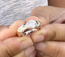 Load image into Gallery viewer, Round Cut Diamonds Semi Bezel Style Engagement Ring IGI Certified 14k Solid Heavy Rose Gold Wedding Ring Women's Bridal Ring 1.06ct F-VS2