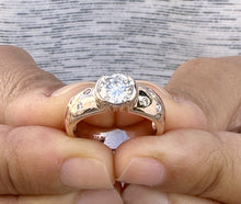 Load image into Gallery viewer, Round Cut Diamonds Semi Bezel Style Engagement Ring IGI Certified 14k Solid Heavy Rose Gold Wedding Ring Women's Bridal Ring 1.06ct F-VS2