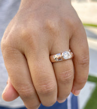 Load image into Gallery viewer, Round Cut Diamonds Semi Bezel Style Engagement Ring IGI Certified 14k Solid Heavy Rose Gold Wedding Ring Women's Bridal Ring 1.06ct F-VS2