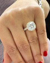 Load image into Gallery viewer, Cushion Cut Moissanite And Round Cut Sides Natural Diamonds Engagement Ring 14k Solid White Gold Bridal Ring Halo Style Wedding Ring 6.00ctw