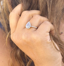 Load image into Gallery viewer, Pear Shape And Round Cut Diamonds Engagement Ring IGI Certified 14k Solid White Gold Halo Style Wedding Ring Filigre Design 2.50ctw F-VS2