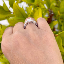 Load image into Gallery viewer, Princess And Round Cut Diamond Engagement Ring Antique Style IGI Certified 14k Solid White Gold Three Stone Style Wedding Ring 1.60ct F-VS2