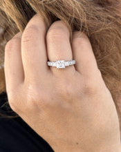 Load image into Gallery viewer, Princess And Round Cut Diamond Engagement Ring Antique Style IGI Certified 14k Solid White Gold Three Stone Style Wedding Ring 1.60ct F-VS2