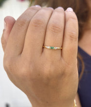 Load image into Gallery viewer, Emerald Cut Natural Green Emerald Ring And Side Natural Round Cut Diamonds 14K Solid Yellow Gold Minimalist Engagement Ring Gift 0.15ctw