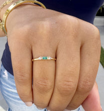 Load image into Gallery viewer, Emerald Cut Natural Green Emerald Ring And Side Natural Round Cut Diamonds 14K Solid Yellow Gold Minimalist Engagement Ring Gift 0.15ctw