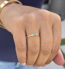 Load image into Gallery viewer, Emerald Cut Natural Green Emerald Ring And Side Natural Round Cut Diamonds 14K Solid Yellow Gold Minimalist Engagement Ring Gift 0.15ctw