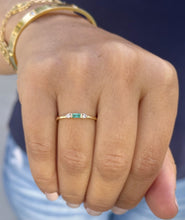 Load image into Gallery viewer, Emerald Cut Natural Green Emerald Ring And Side Natural Round Cut Diamonds 14K Solid Yellow Gold Minimalist Engagement Ring Gift 0.15ctw