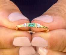 Load image into Gallery viewer, Emerald Cut Natural Green Emerald Ring And Side Natural Round Cut Diamonds 14K Solid Yellow Gold Minimalist Engagement Ring Gift 0.15ctw