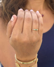 Load image into Gallery viewer, Emerald Cut Natural Green Emerald Ring And Side Natural Round Cut Diamonds 14K Solid Yellow Gold Minimalist Engagement Ring Gift 0.15ctw