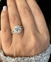 Load image into Gallery viewer, GIA Certified Round Cut Natural Diamond Engagement Ring Halo Split Shank Design Set In 14K Solid Yellow Gold Bridal Wedding Ring 2.10ctw
