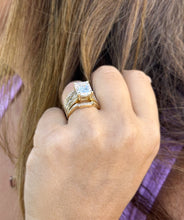 Load image into Gallery viewer, Radiant Cut And Round Cut Diamond Sides Engagement Ring And Two Matching Bands IGI Certified 14k Solid Yellow Gold Wedding Set 6.00ctw F-VS2