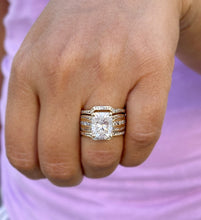 Load image into Gallery viewer, Radiant Cut And Round Cut Diamond Sides Engagement Ring And Two Matching Bands IGI Certified 14k Solid Yellow Gold Wedding Set 6.00ctw F-VS2