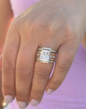 Load image into Gallery viewer, Radiant Cut And Round Cut Diamond Sides Engagement Ring And Two Matching Bands IGI Certified 14k Solid Yellow Gold Wedding Set 6.00ctw F-VS2