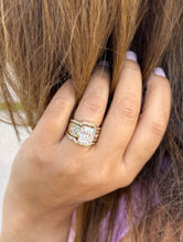 Load image into Gallery viewer, Radiant Cut And Round Cut Diamond Sides Engagement Ring And Two Matching Bands IGI Certified 14k Solid Yellow Gold Wedding Set 6.00ctw F-VS2