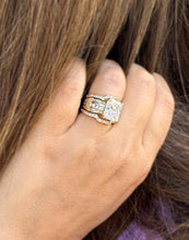 Load image into Gallery viewer, Radiant Cut And Round Cut Diamond Sides Engagement Ring And Two Matching Bands IGI Certified 14k Solid Yellow Gold Wedding Set 6.00ctw F-VS2