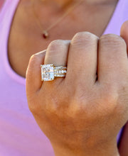 Load image into Gallery viewer, Radiant Cut Center And Round Cut Diamond Sides Engagement Ring IGI Certified 14k Solid And Heaby Yellow Gold Wedding Ring 5.00ctw G-VS2