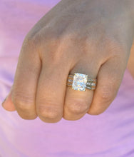 Load image into Gallery viewer, Radiant Cut Center And Round Cut Diamond Sides Engagement Ring IGI Certified 14k Solid And Heaby Yellow Gold Wedding Ring 5.00ctw G-VS2