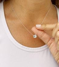 Load image into Gallery viewer, Emerald Natural Aquamarine Bezel Set Solitaire Necklace Minimalist Dainty 14k Solid White Gold Chain Pendant Bridal Anniversary Gift 2.00ct