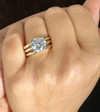 Load image into Gallery viewer, Round Diamond Engagement Ring Solitaire Prong Set Wedding Ring IGI Certified 14k Solid And Heavy Yellow Gold Bridal ring Triple Shank 4.00ct