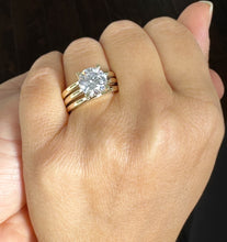 Load image into Gallery viewer, Round Diamond Engagement Ring Solitaire Prong Set Wedding Ring IGI Certified 14k Solid And Heavy Yellow Gold Bridal ring Triple Shank 4.00ct