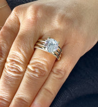 Load image into Gallery viewer, Round Diamond Engagement Ring Solitaire Prong Set Wedding Ring IGI Certified 14k Solid And Heavy Yellow Gold Bridal ring Triple Shank 4.00ct