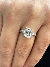 Load image into Gallery viewer, Emerald And Baguettes Cut Diamond Engagement Ring IGI Certified 14k Solid White Gold Bridal Ring Prong Set Propose Wedding Ring 2.40ct F-VS2